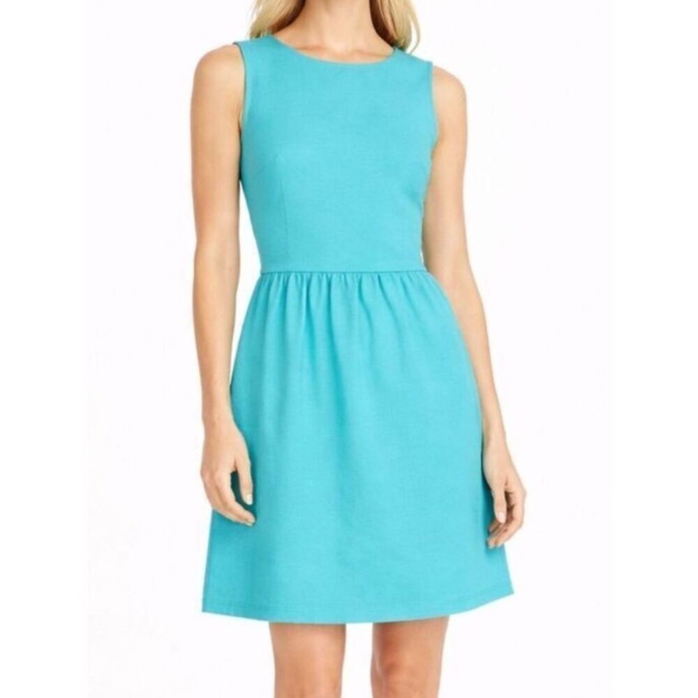 J.Crew size 00 teal blue sleeveless dress hand pockets